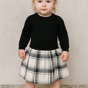 GAP Kids Black Gray Plaid Sweater Dress Size 12-18 Months